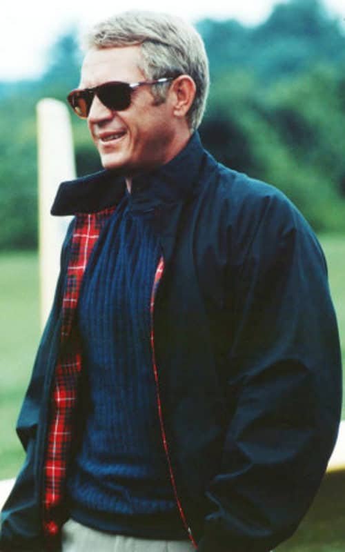 Steve McQueen en veste Harrington bleu marine