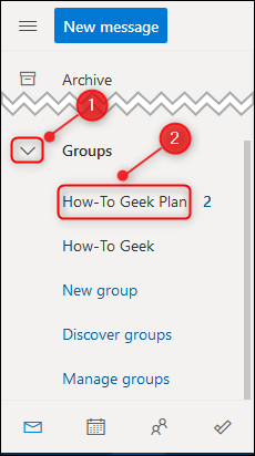 Le plan dans le volet de navigation d'Outlook.