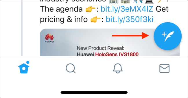 Appuyez sur le bouton Tweet pour démarrer le fil Twitter ou la tweetstorm
