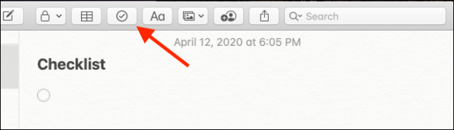 Option de liste de contrôle pour l'application Notes pour Mac