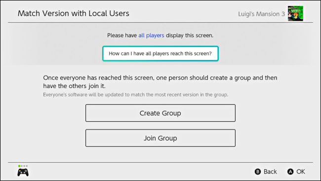 Créer un groupe ou rejoindre un groupe pour mettre à jour le logiciel sur Nintendo Switch