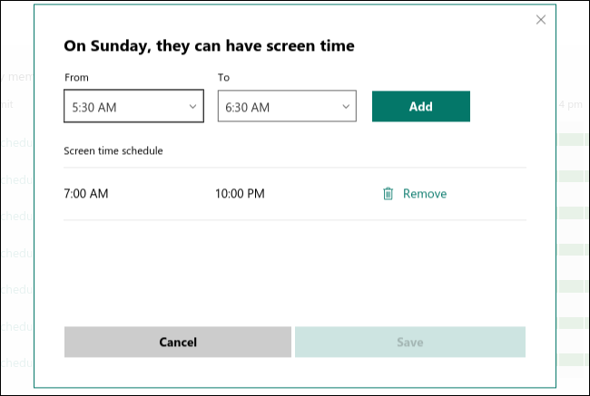 Calendrier horaire de l'écran pour le dimanche dans le calendrier. 