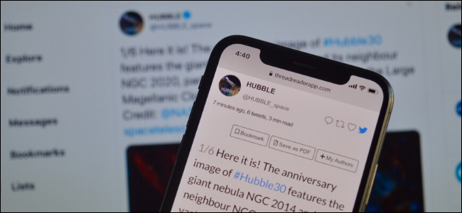 Fil Twitter déroulé affiché sur iPhone