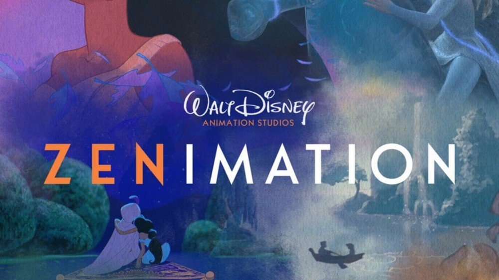 Une mosaïque de scènes de «Pocahontis», «Aladdin», «Frozen» et «Sleeping Beuaty».