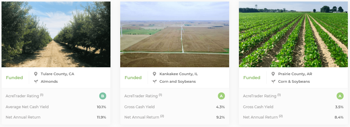 AcreTrader échantillonne les transactions passées financées sur des terres agricoles