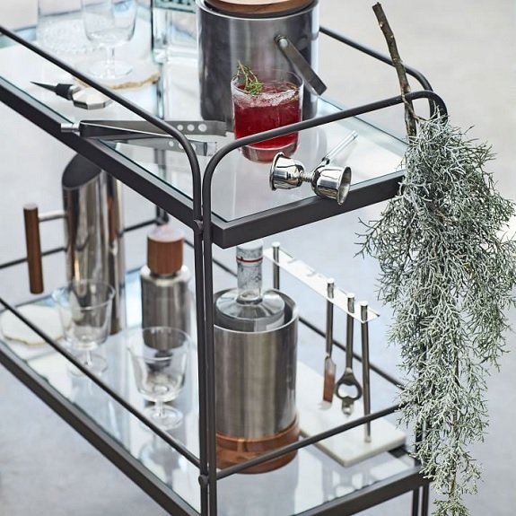 Barware en nickel et bois West Elm