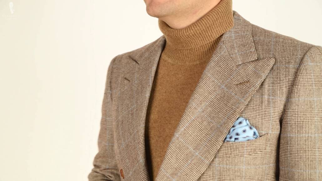 Veste Prince de Galles et col roulé beige