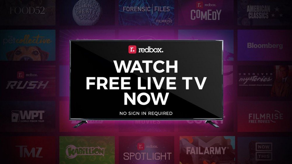 Un téléviseur avec le logo Redbox dessus.