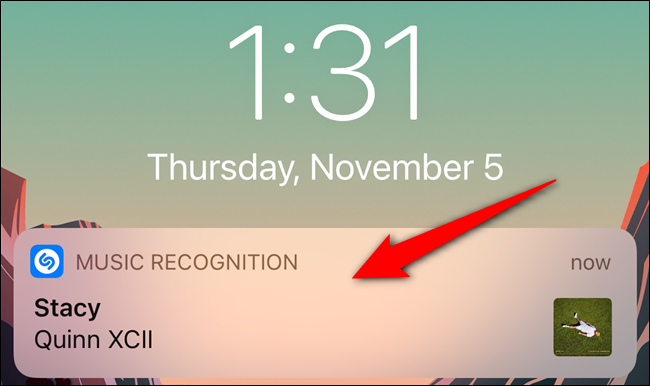 Vous pouvez également accéder à la notification à partir de la nuance de notification