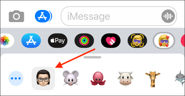 Sélectionnez votre Memoji dans les messages