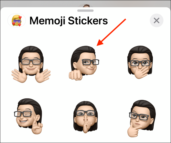 Appuyez sur votre Memoji pour l'envoyer