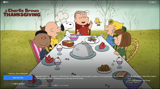 Un Thanksgiving Charlie Brown sur Apple TV +