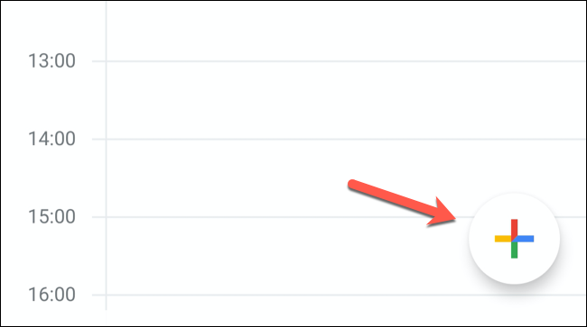 Dans l'application mobile Google Agenda, appuyez sur le "Ajouter un évènement" bouton dans le coin inférieur droit.