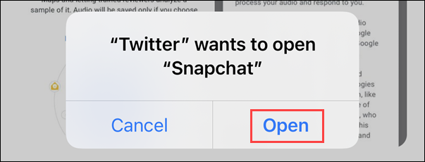autoriser l'ouverture de Snapchat