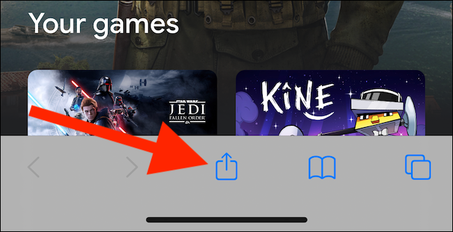 Appuyez sur le bouton de partage en bas du navigateur Safari