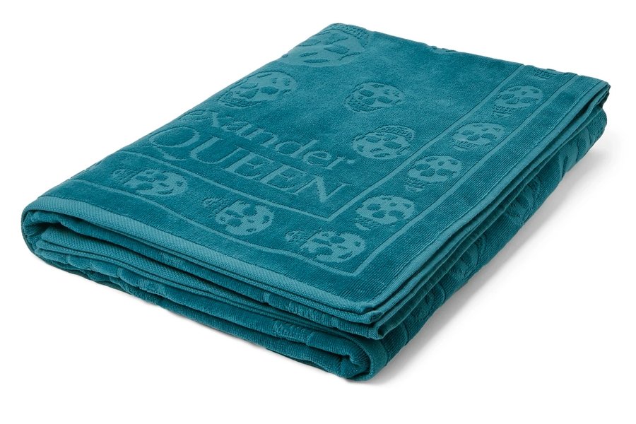 Serviette de plage en coton éponge à logo jacquard ALEXANDER MCQUEEN