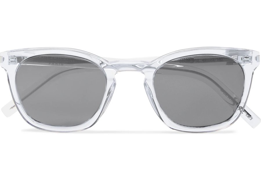 Lunettes de soleil à monture en D en acétate et argenté SAINT LAURENT