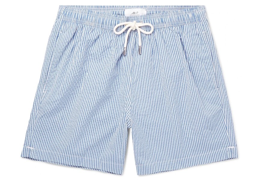 Short de bain en crépon de coton mélangé à rayures MR P.