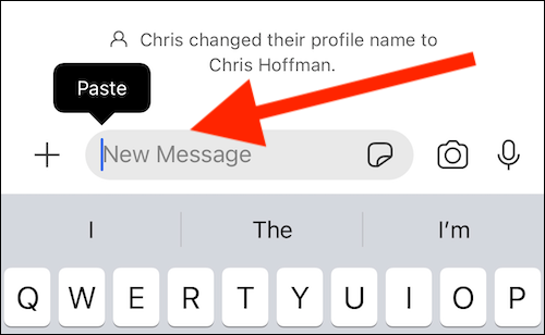 Collez un lien dans le "Nouveau message" zone de texte