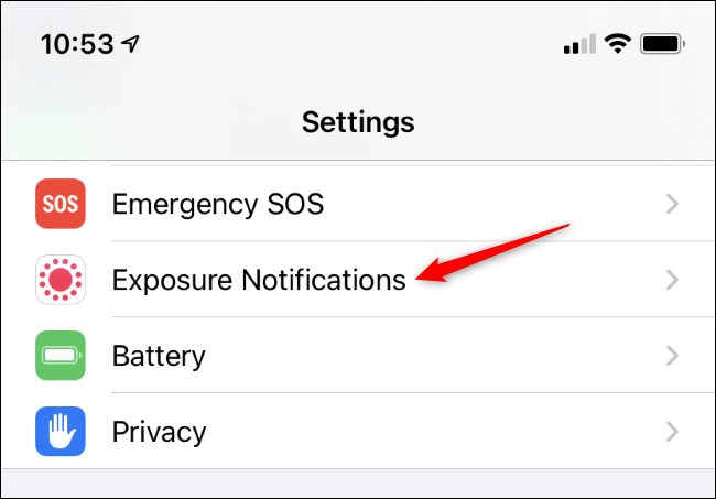Robinet "Notifications d'exposition" sous Paramètres.
