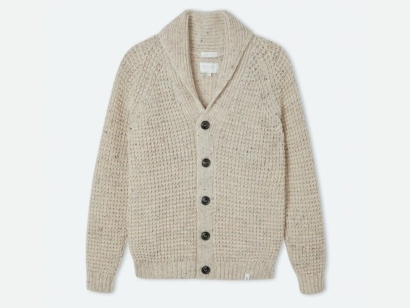 Cardigan en laine gaufré fabriqué au Royaume-Uni