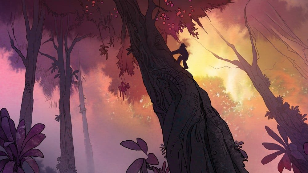 Adult Swim Primal: lance dans un arbre
