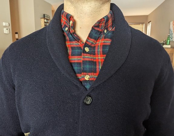 En revue: Cardigan à col châle en laine d'agneau Goodthreads d'Amazon