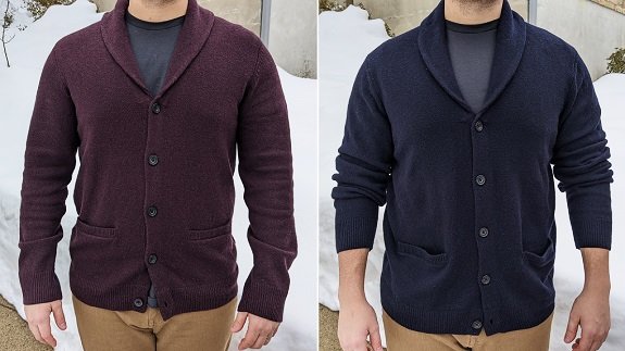 En revue: Cardigan à col châle en laine d'agneau Goodthreads d'Amazon