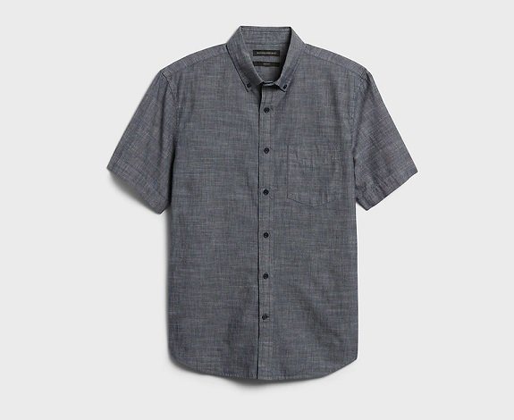 Chemise en chambray ajustée non repliée