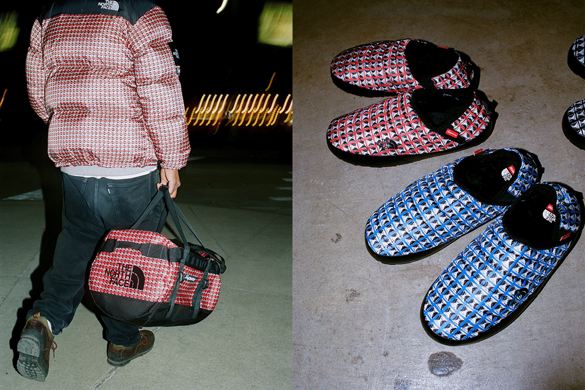 Chaussures Supreme X The North Face Rouge et Bleu