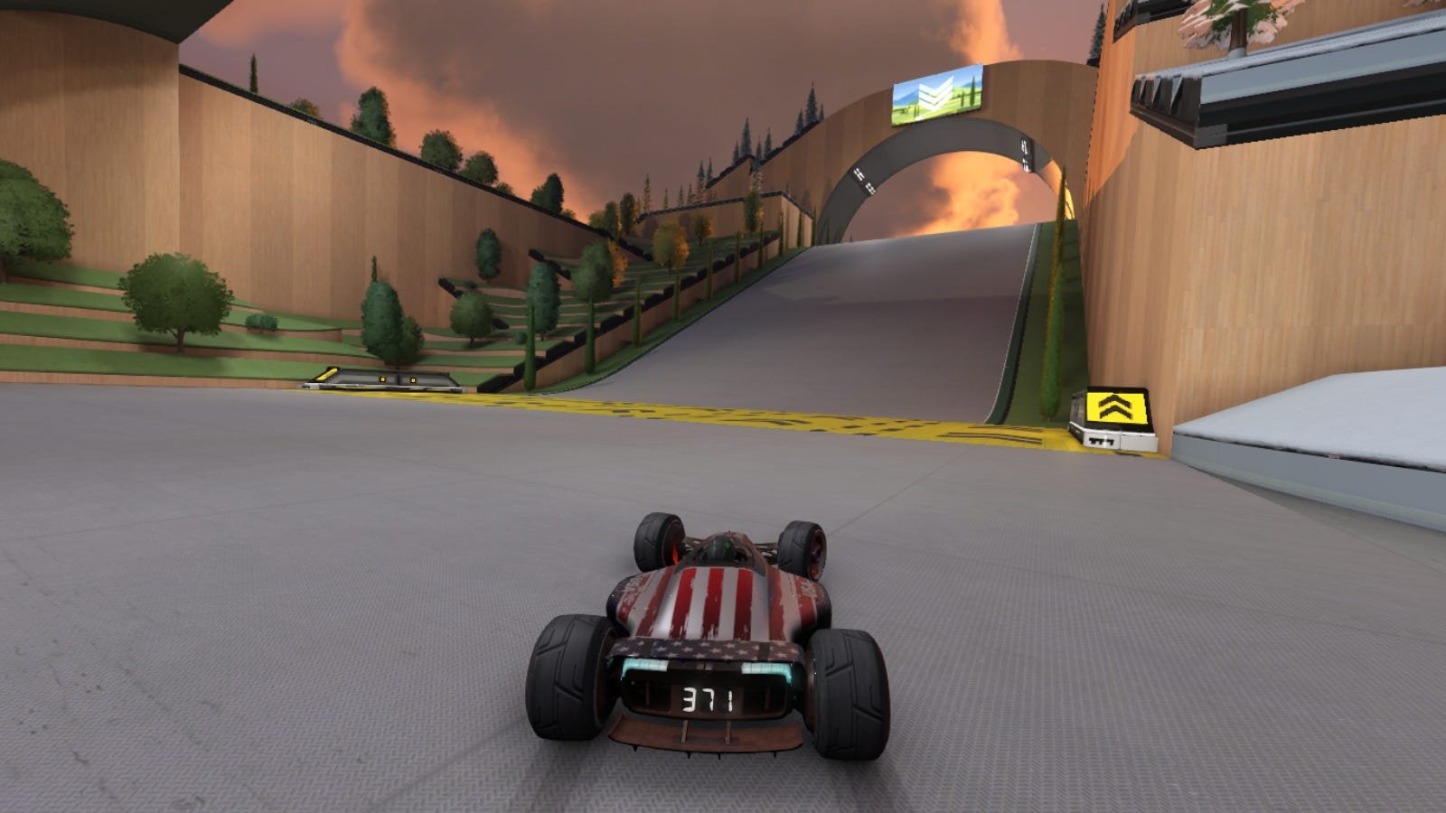 Perspective du joueur en course dans 'Trackmania'