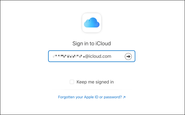 Entrez l'adresse e-mail iCloud