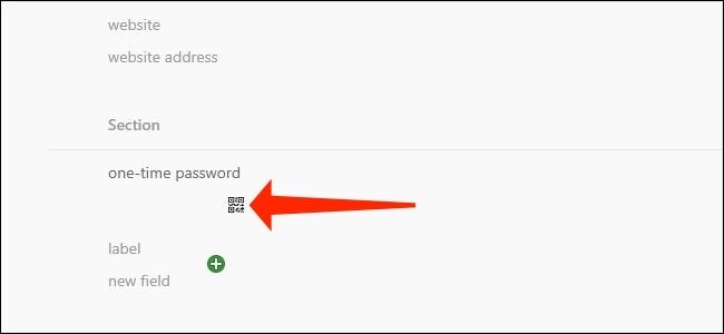 Cliquez sur l'icône du code QR pour ajouter des mots de passe à usage unique à 1Password
