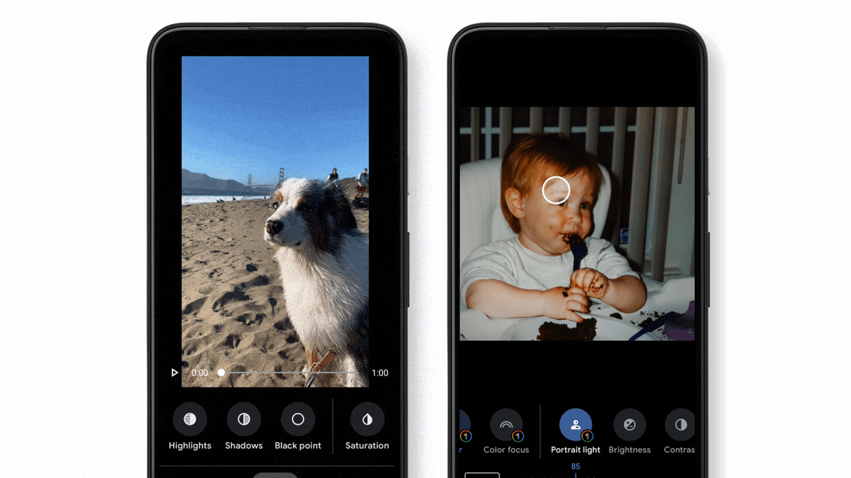 Deux exemples du nouvel éditeur vidéo de Google Photos.
