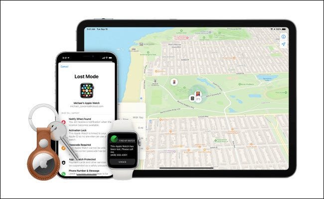 Exemples d'appareils Apple perdus.