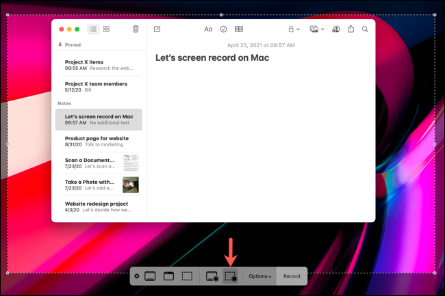 Enregistrer une partie sélectionnée