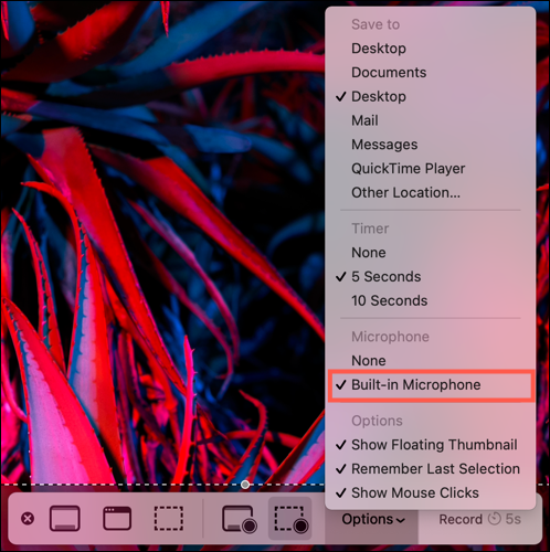 Sélectionnez Utiliser le microphone intégré