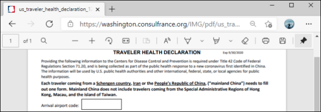 Barre d'outils PDF dans Microsoft Edge