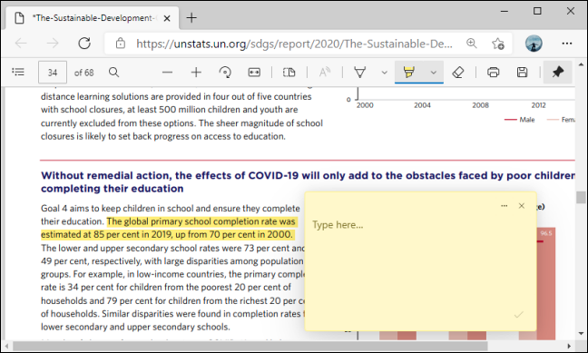 Boîte de commentaires sur PDF dans Microsoft Edge