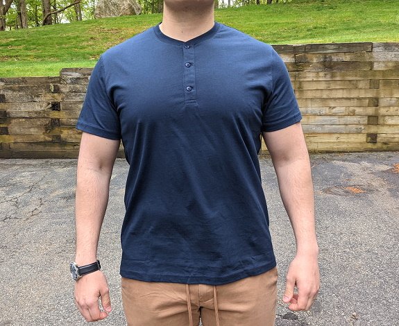 Henley à manches courtes en coton Goodthreads en bleu marine