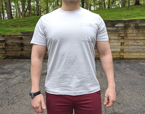 Goodthreads - T-shirt à poche ras du cou en gris clair