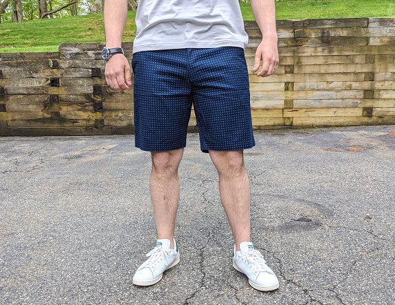 Goodthreads Short en coton lin extensible confort entrejambe de 9 pouces à imprimé bleu marine