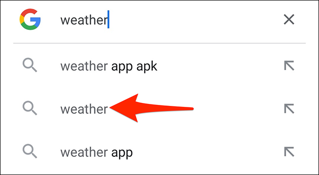 Rechercher "la météo" dans l'appli Google.