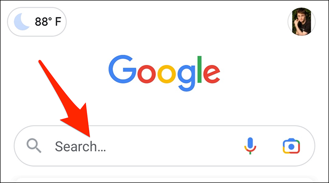 Appuyez sur le champ de recherche dans l'appli Google.