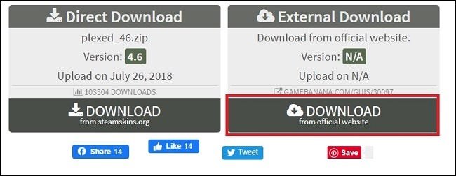 Trouver le lien de téléchargement externe