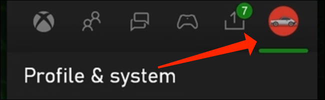 "Profil et système" dans la barre latérale de la Xbox Series X.