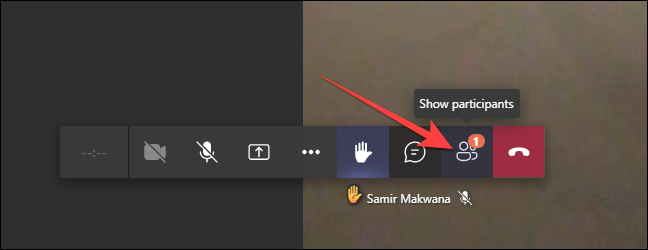 Pour la version Web de Microsoft Teams, cliquez sur le "Participants" sur la barre du bas.