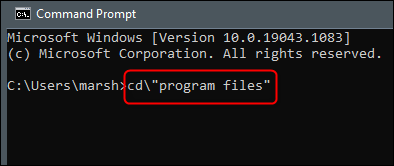 Changer pour le "Fichiers de programme" répertoire dans l'invite de commande.