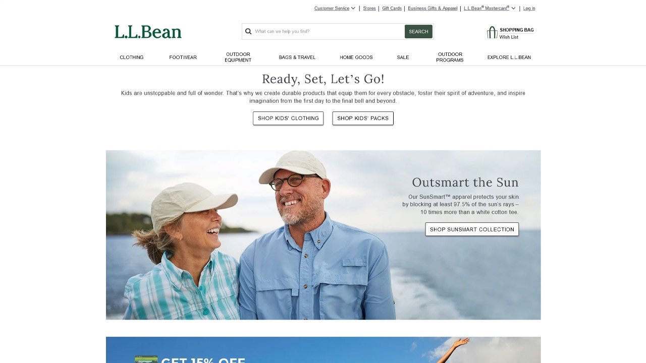 ll bean page d'accueil