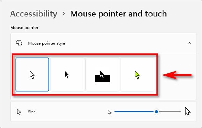 Choisissez un style de pointeur de souris.